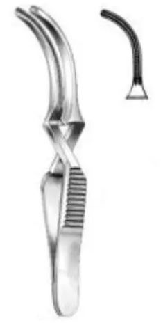 Затискач судинний, вертикально-зігнутий, пластинчаcтий, типу клема зворотної дії, 48 мм Bio Tules Impex BTS-9-155-07.2